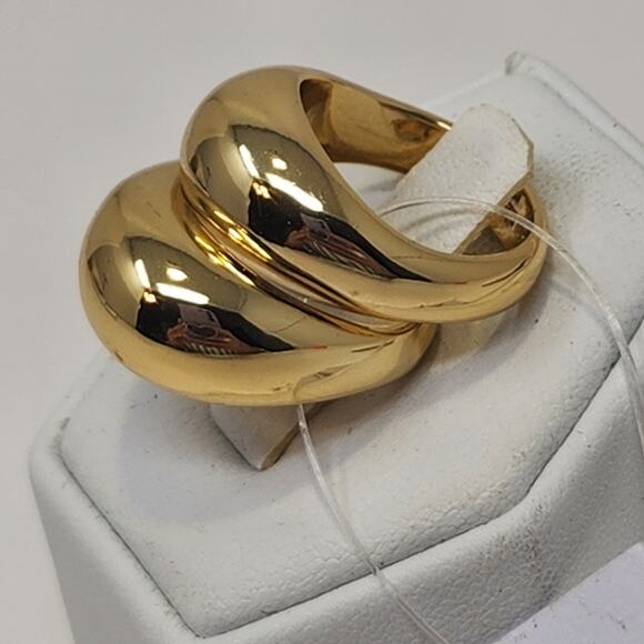 Baublebar Maro Ring Set of 2 Shiny Gold Plated Dome Band Size 4.75 Jewelry New - Picture 2 of 6